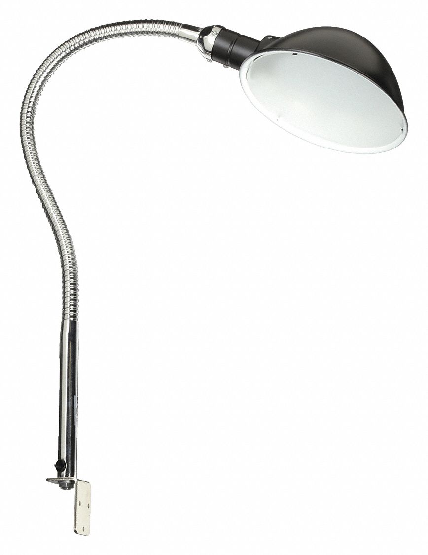 Task Light: LED, DC Adapter, Gooseneck, 29 in Arm Reach, 530 lm Max Brightness, 7.7 W, Black