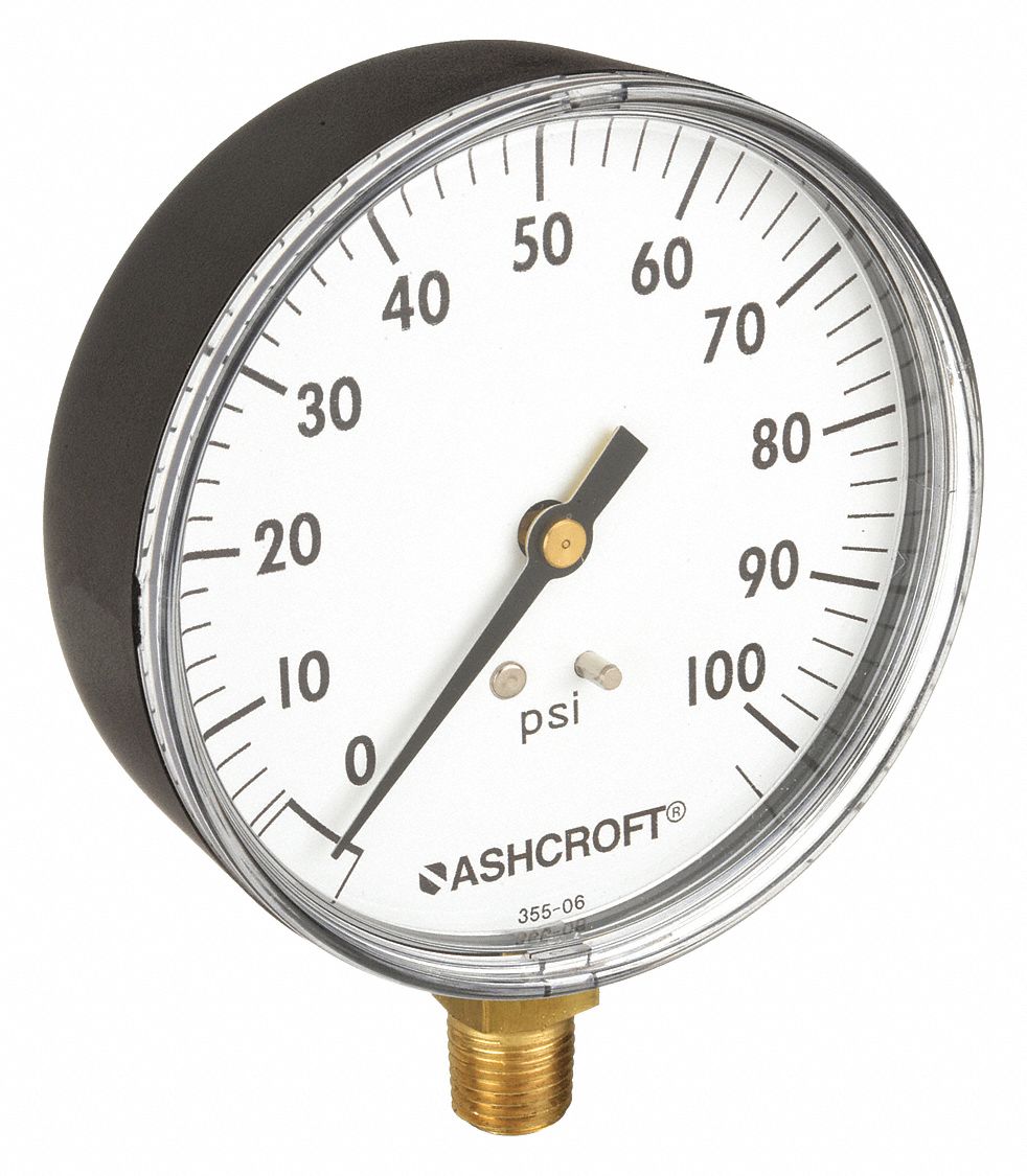 ASHCROFT, Gen-Purpose Case, 0 to 100 psi, Industrial Pressure Gauge ...