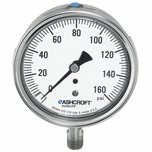 15W1005SH-01B  100#  NEW Ashcroft Pressure Gauge 100 psi 1/8" NPT 1-1/2" 