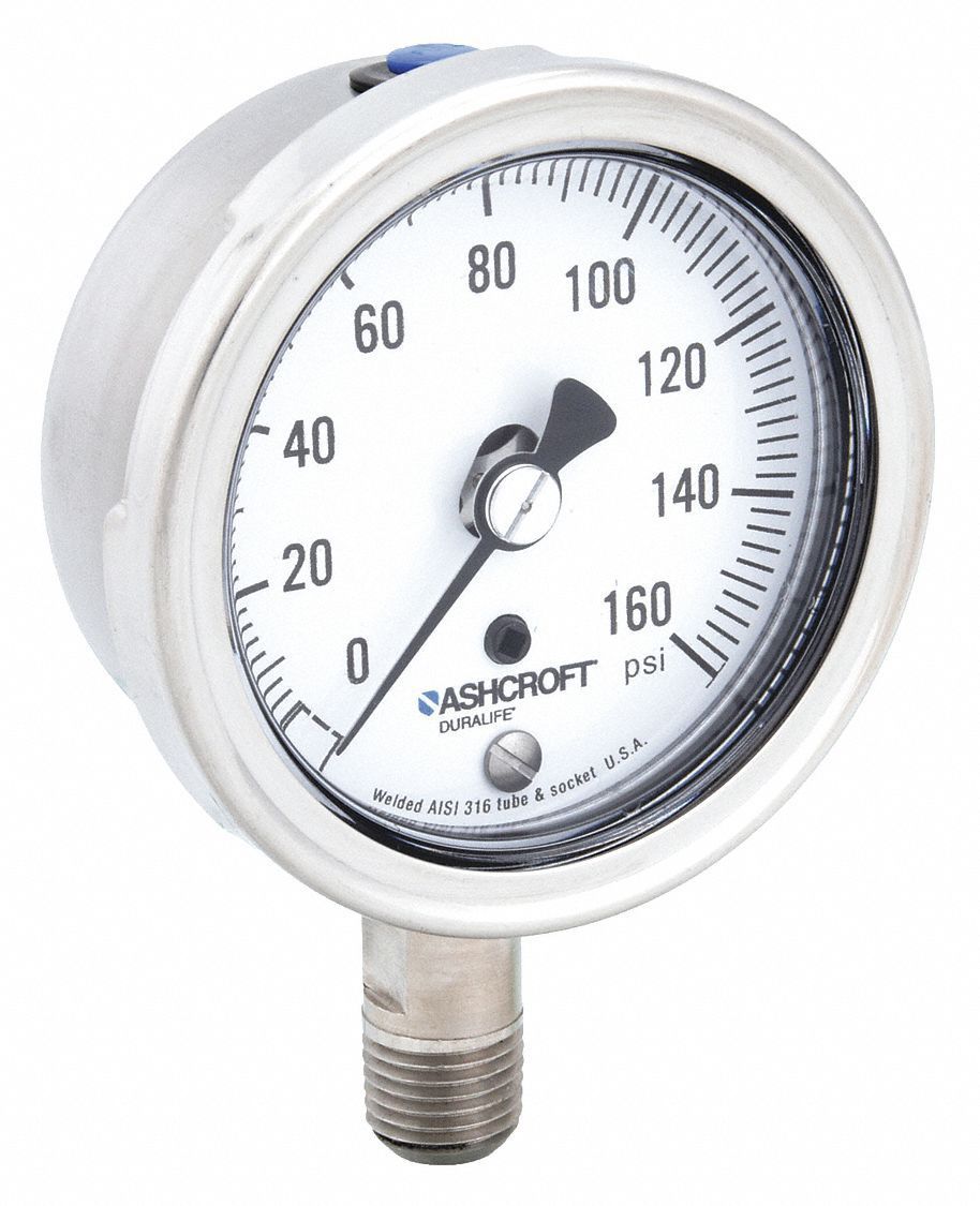 Gauge,  Pressure,  AL,  0 to 200PSI,  2.5 IN