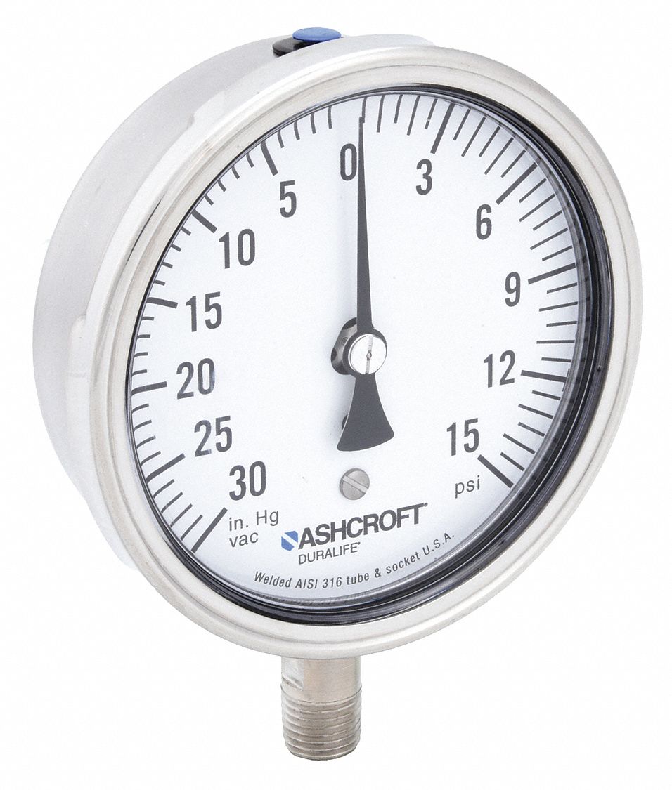 JAUGE COMPENSEE,1/4 PO NPT,1 POURCENT