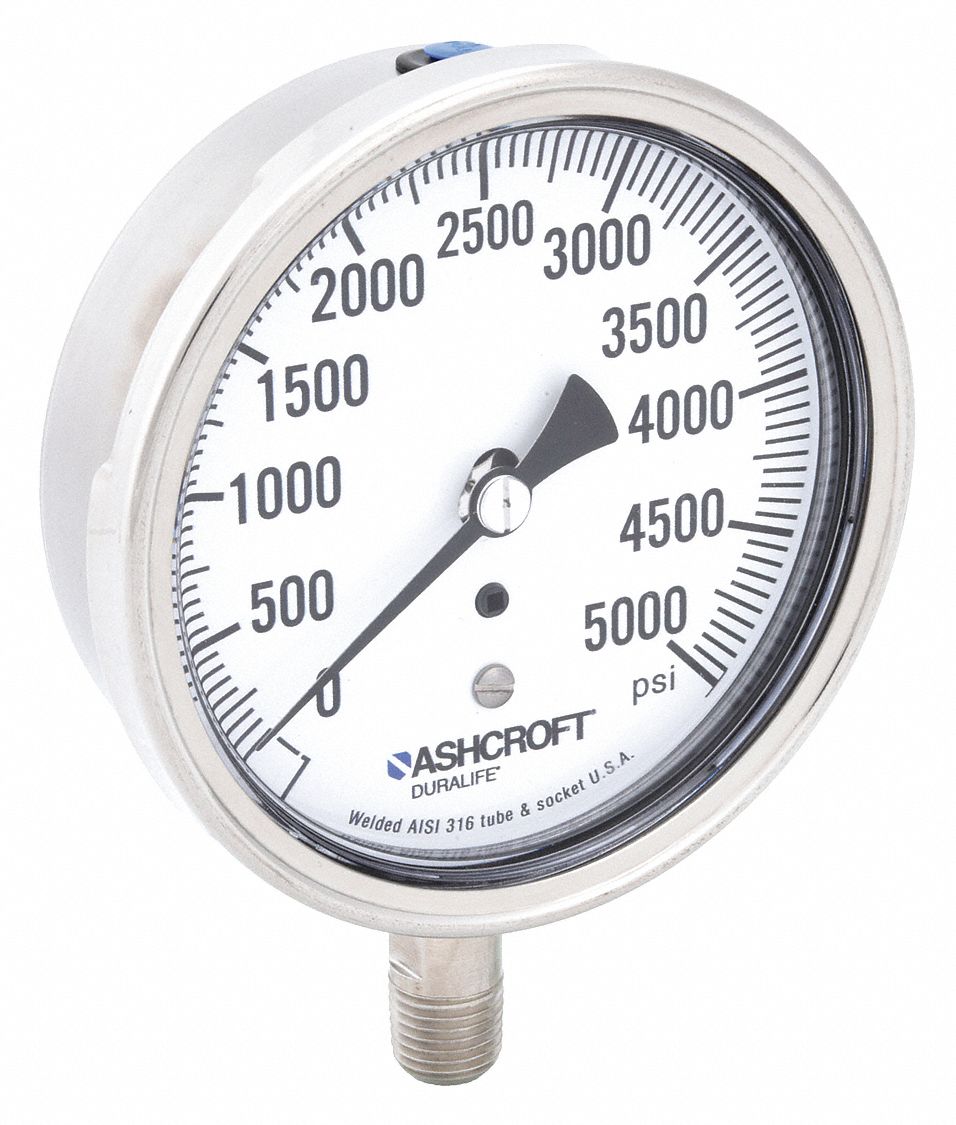 GAUGE,PRESSURE,0 TO 5000 PSI,1/4 IN NPT