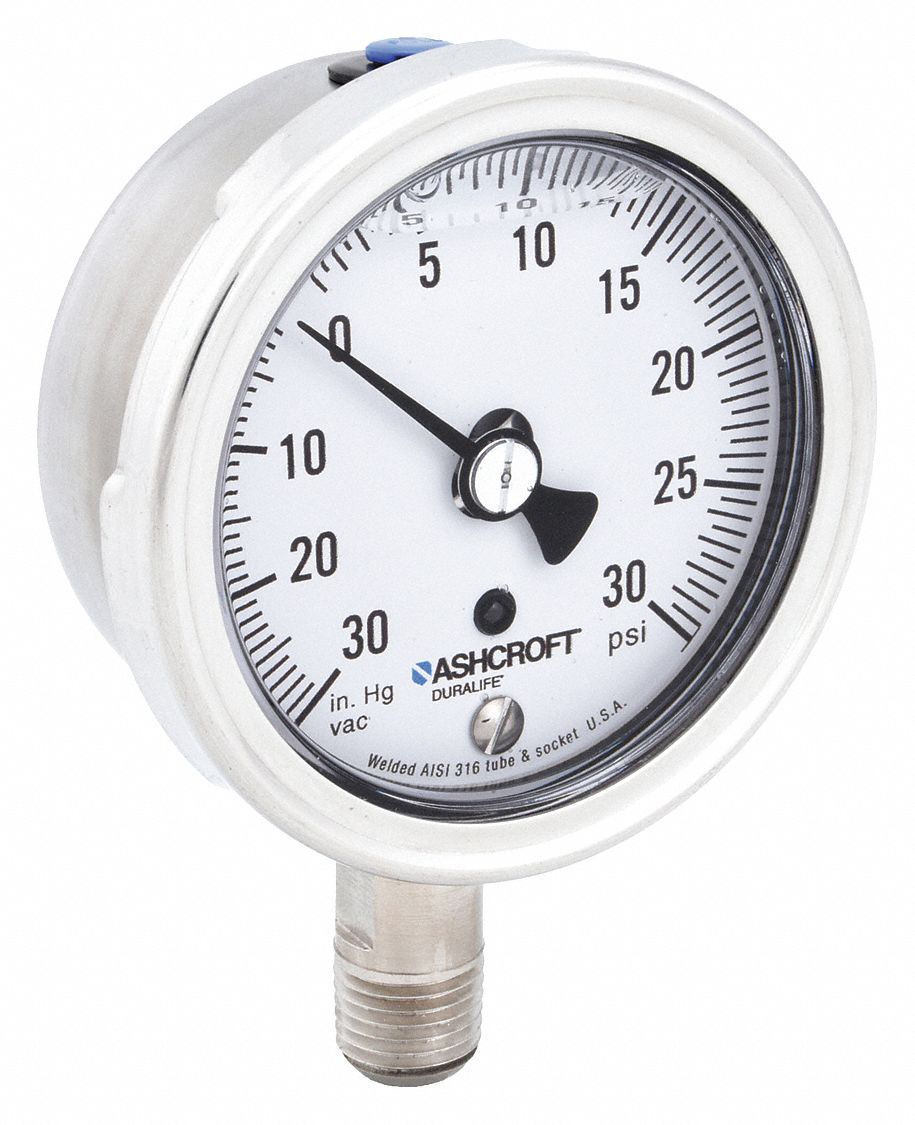 GAUGE,COMPOUND,30IN HG VAC-0/30 PSI