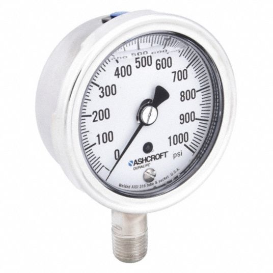 Measureman 2-1/2 Dial Size, Liquid Filled Pressure Gauge, 0-1000psi/7 –  Measureman Direct