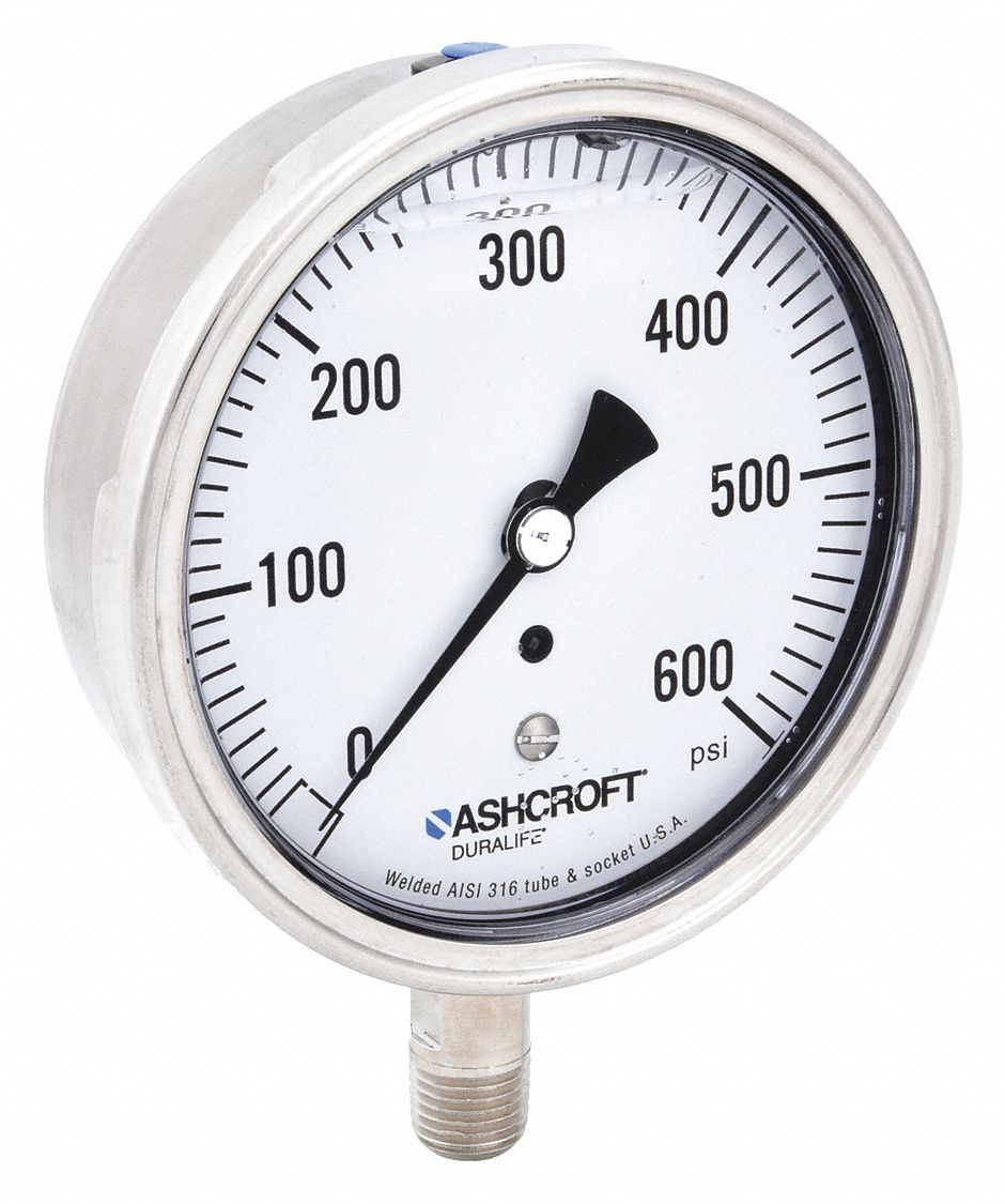 GAUGE,PRESSURE,0 TO 600 PSI,LOWER