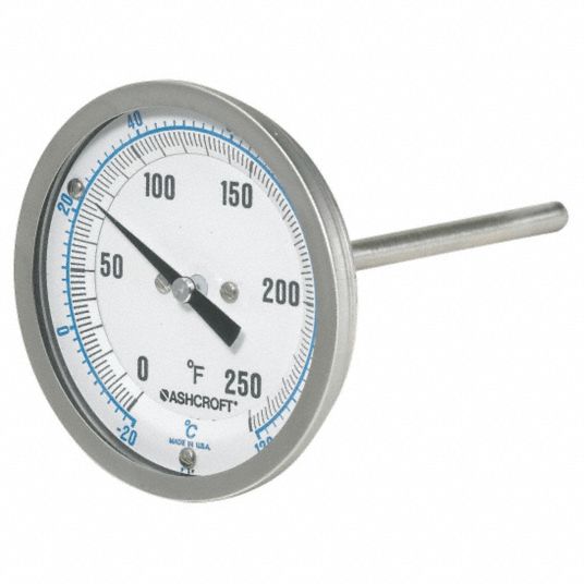 Ashcroft Dial Thermometer To 1 F 30 To 50 C Stem Length 2 5 In 3 In 1 2 In Npt Back 33ht54 30ei60r Grainger