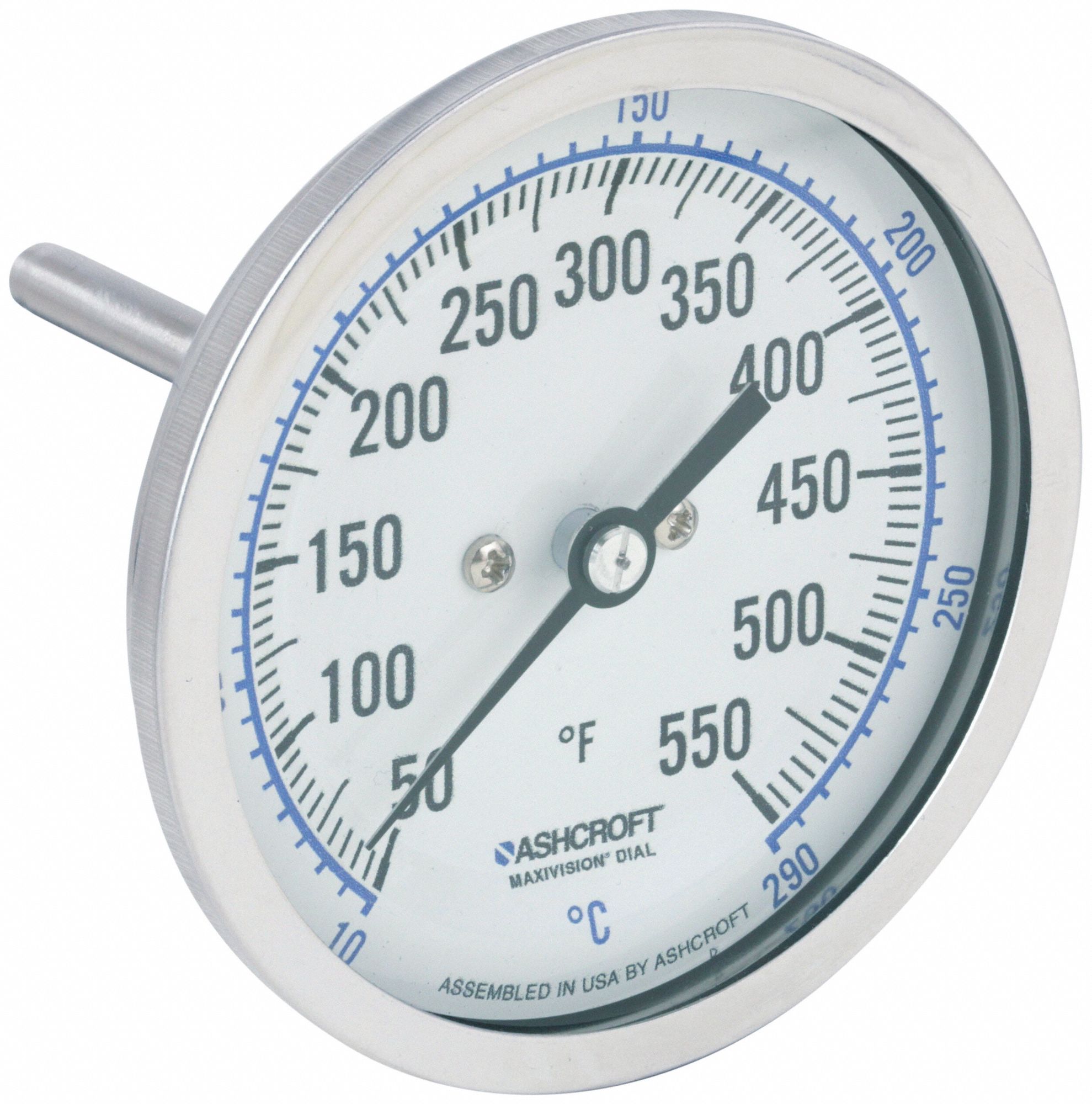 DIAL THERMOMETER,BIMETALLIC,2-1/2IN STEM