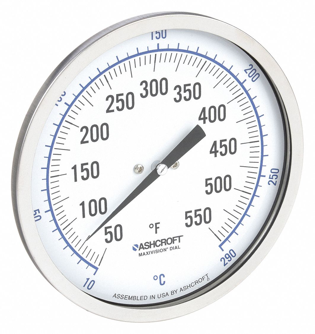 DIAL THERMOMETER,BI-METALLIC,1/4 IN