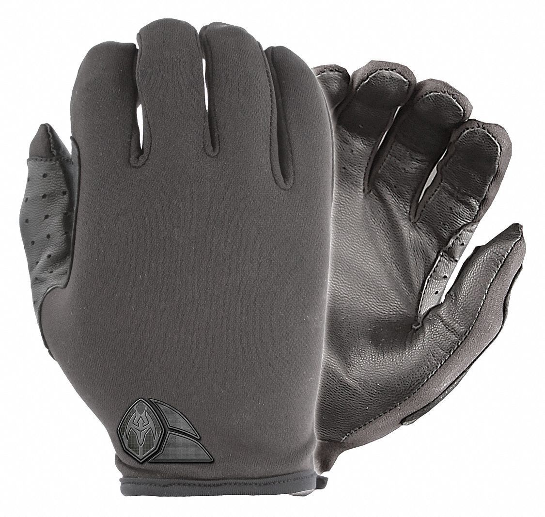 DAMASCUS Tactical Glove Spandex(R), Leather, Unlined, Black, M, 1 PR