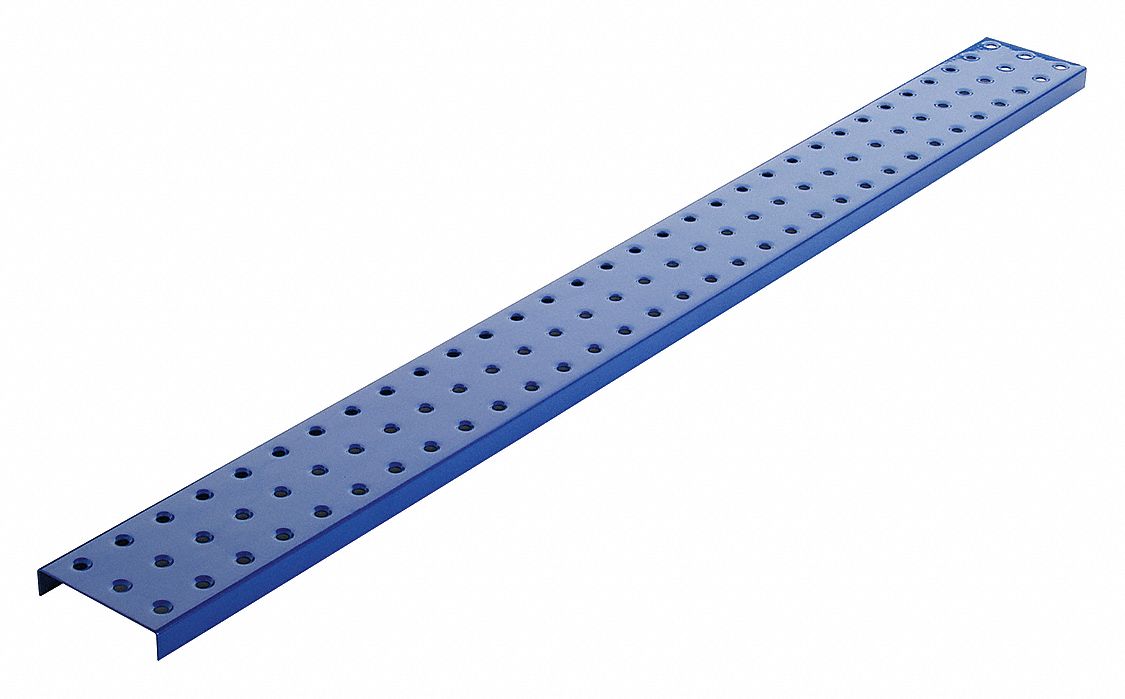 Pegboard Strip: Round, 1/4 in Peg Hole Size, 3 in x 30 in x 5/8 in, Steel, Blue