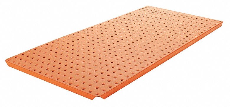 Pegboard Strip: Round, 1/4 in Peg Hole Size, 3 in x 30 in x 5/8 in, Steel, Orange