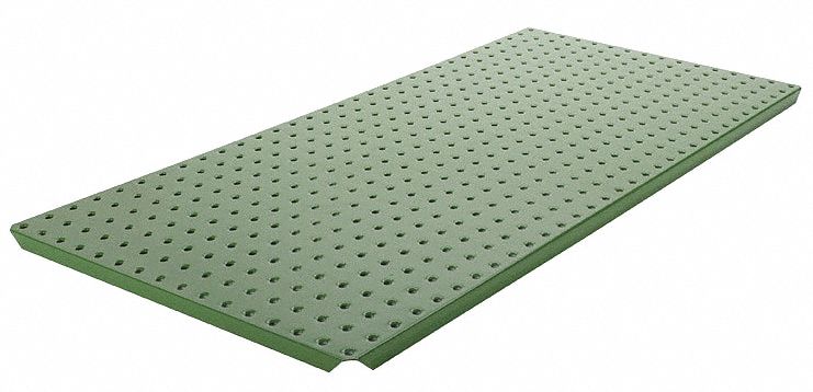 Pegboard Strip: Round, 1/4 in Peg Hole Size, 3 in x 30 in x 5/8 in, Steel, Green
