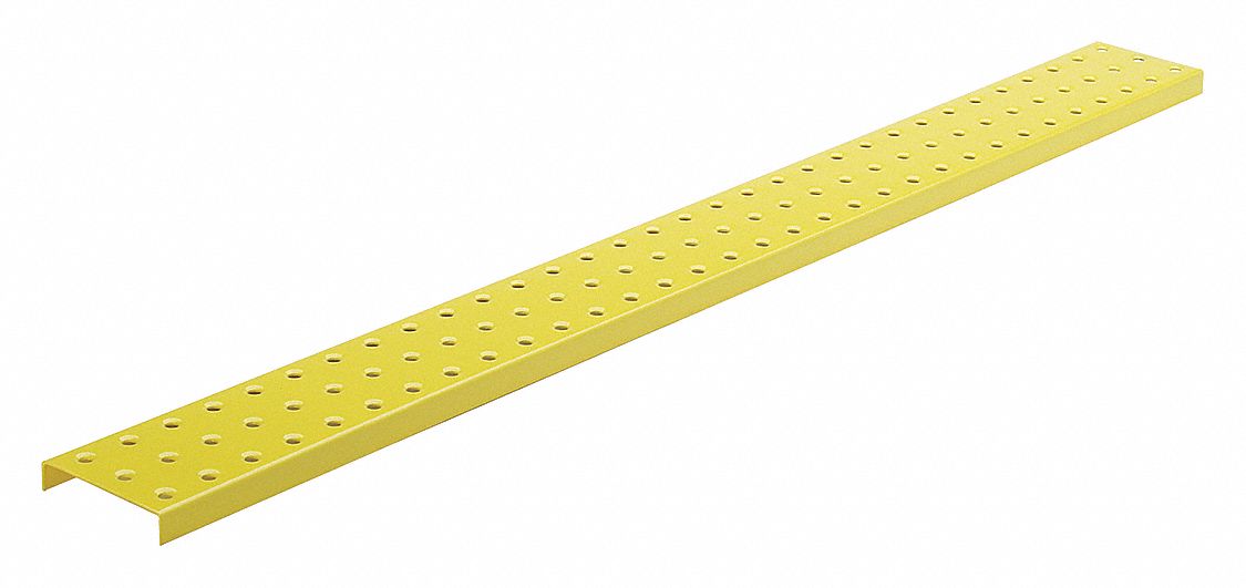 Pegboard Strip: Round, 1/4 in Peg Hole Size, 3 in x 30 in x 5/8 in, Steel, Yellow