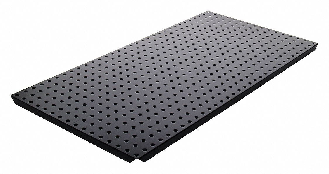 Pegboard Panel: Round, 1/4 in Peg Hole Size, 16 in x 30 in x 5/8 in, Steel, Black