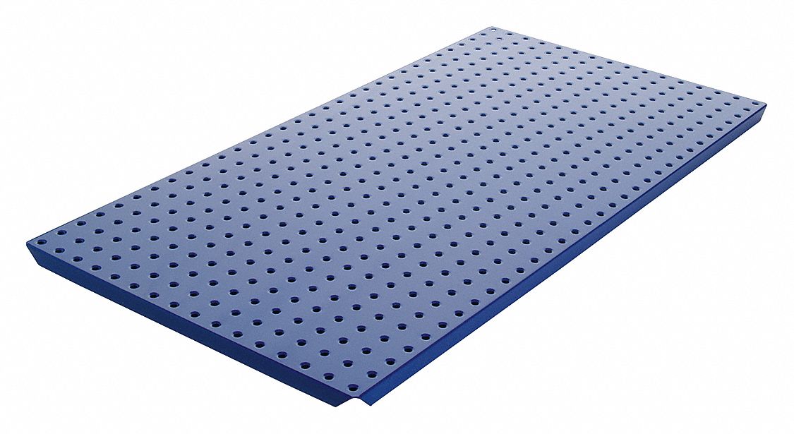 Pegboard Panel: Round, 1/4 in Peg Hole Size, 16 in x 30 in x 5/8 in, Steel, Blue