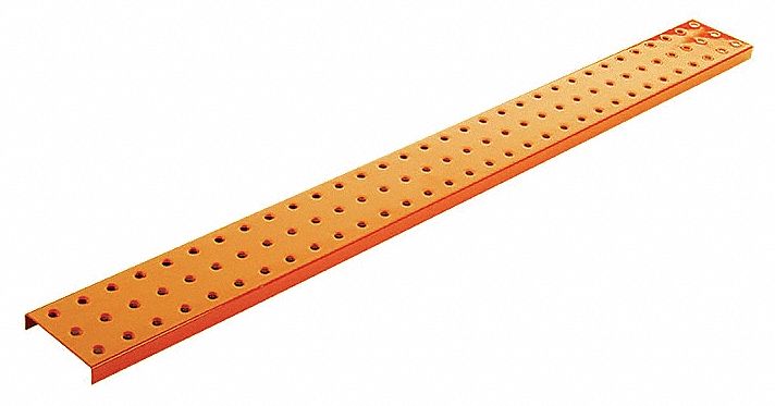 Pegboard Panel: Round, 1/4 in Peg Hole Size, 16 in x 32 in x 5/8 in, Steel, Orange