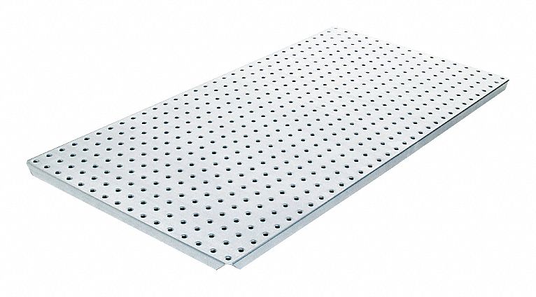 Pegboard Panel: Round, 1/4 in Peg Hole Size, 16 in x 30 in x 5/8 in, Stainless Steel