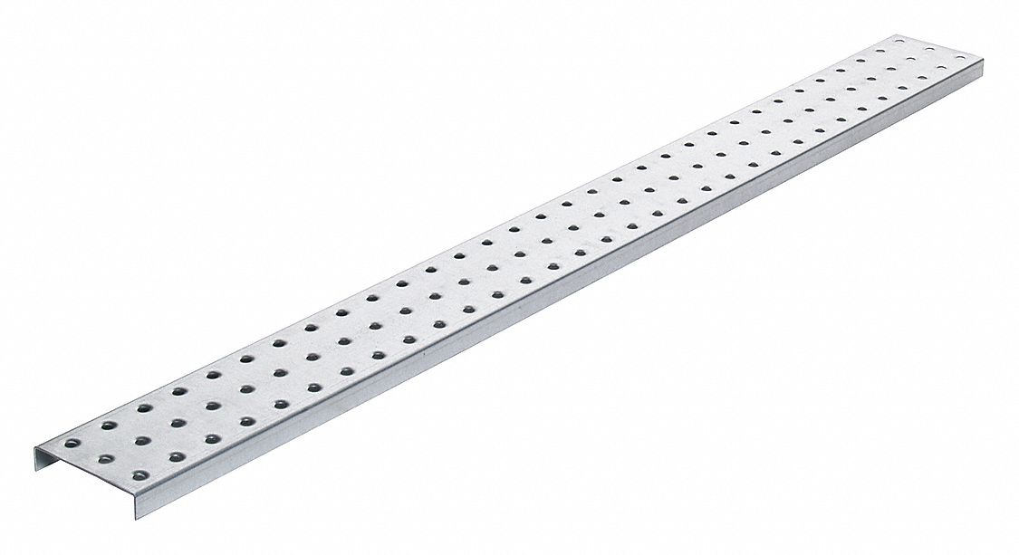 Pegboard Strip: Round, 1/4 in Peg Hole Size, 3 in x 30 in x 5/8 in, Steel, Gray