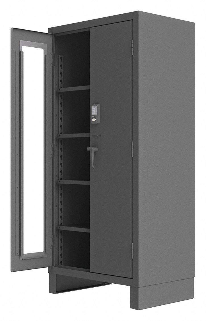 STORAGE CABINET, 36 IN X 24 IN X 78 IN, LEGS, 4 ADJUSTABLE SHELVES, GREY, GREY, SWING