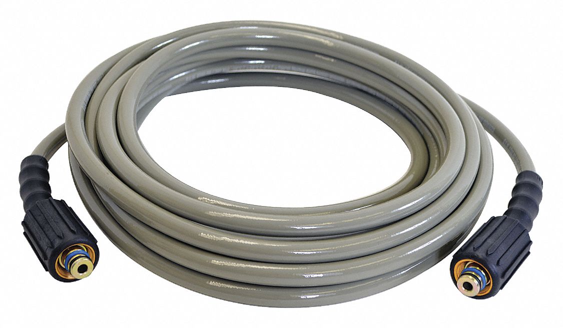 COLD WATER HOSE, ¼ IN ID, 25 FT L, POLYURETHANE, GREY, ¼ X ¼ IN FITTING, 3,200 PSI
