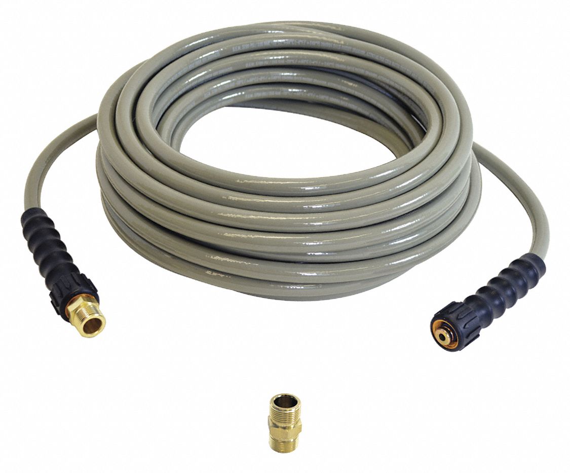 COLD WATER HOSE, 5/16 IN ID, 50 FT L, POLYURETHANE, GREY, 5/16 X 5/16 IN FITTING, 3,700 PSI