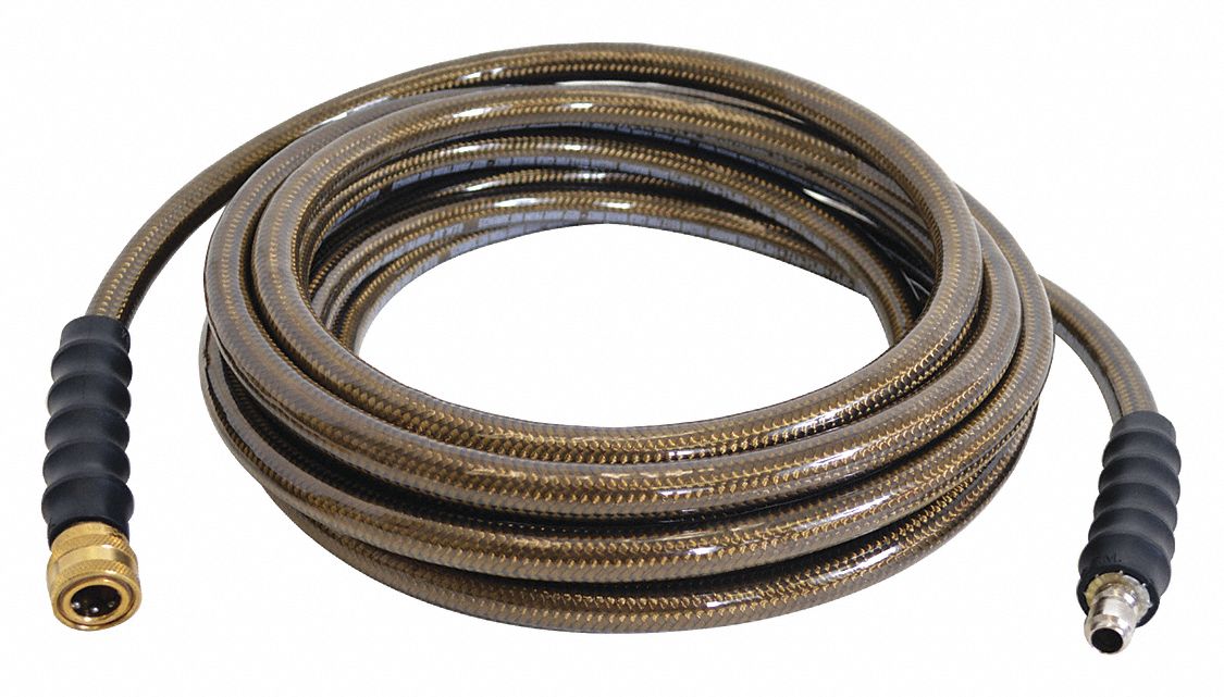 COLD WATER HOSE, ⅜ IN ID, 50 FT L, POLYURETHANE, BROWN, ⅜ X ⅜ IN FITTING, 4,500 PSI