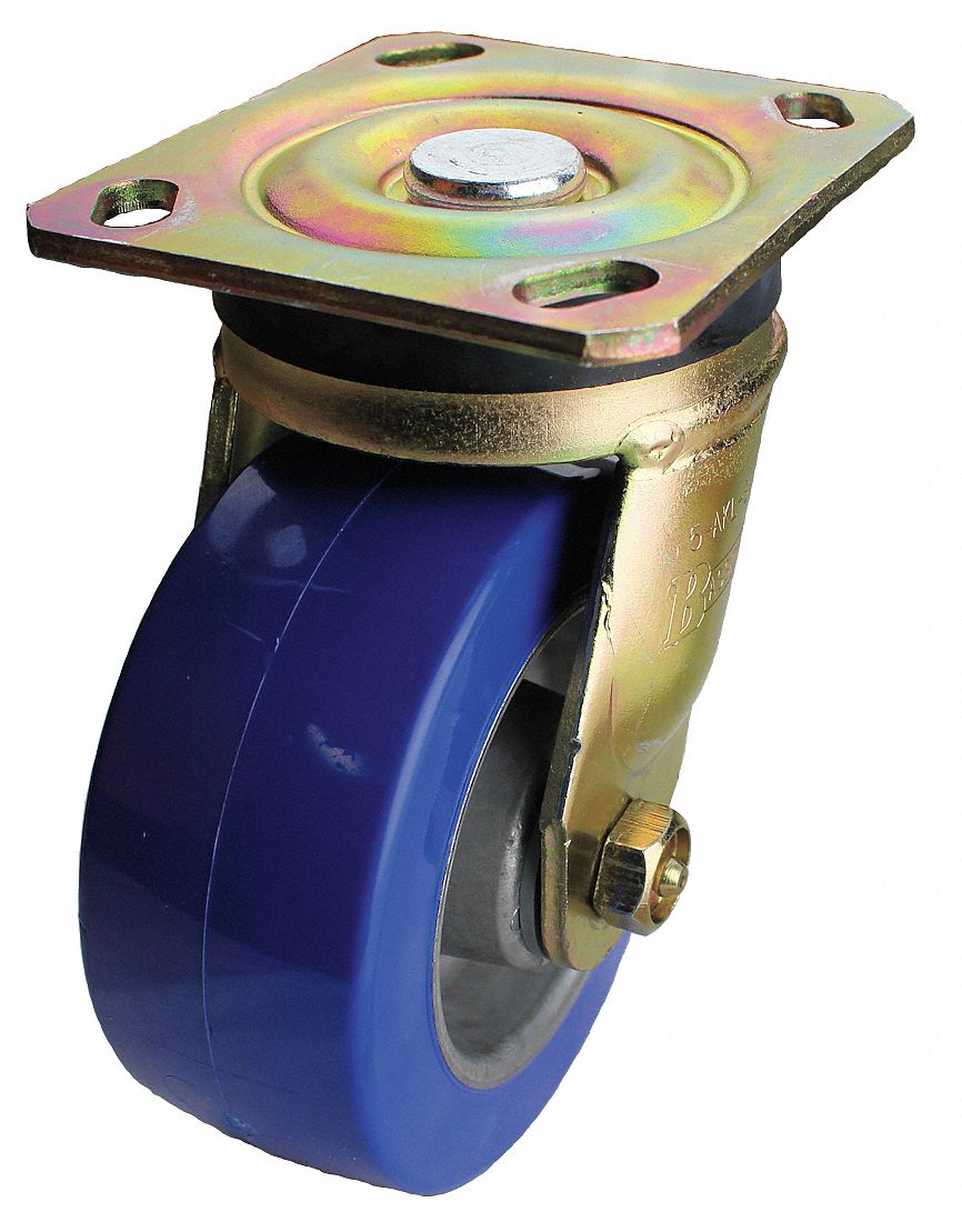 Plate Caster, Swivel, Polyurethane, 750 lb, 4 in Wheel Dia. - Grainger