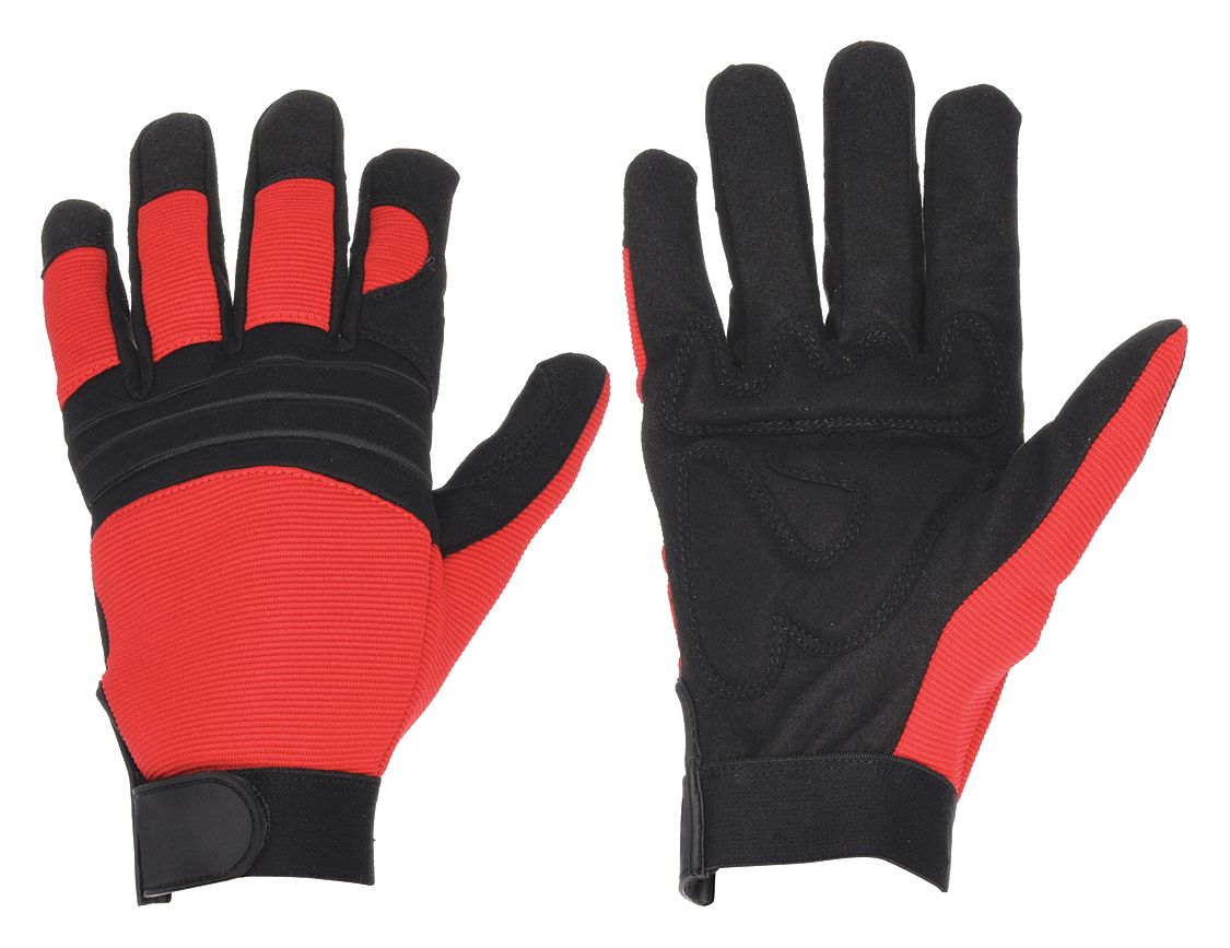 ANTI-VIBRATION MECHANICS GLOVES, 2XL, SYNTHETIC LEATHER, BLACK/RED