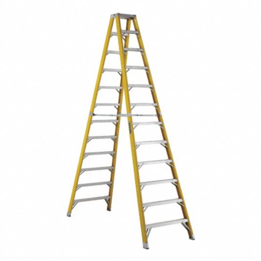 LOUISVILLE, 12 ft Ladder Ht, 11 Steps, Twin Stepladder - 33J660 ...