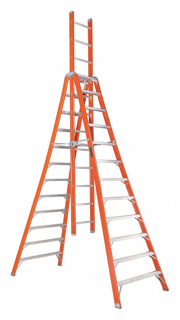 LOUISVILLE 12 ft 300 lb Load Capacity Fiberglass Trestle Extension Stepladder 33J662FX1112
