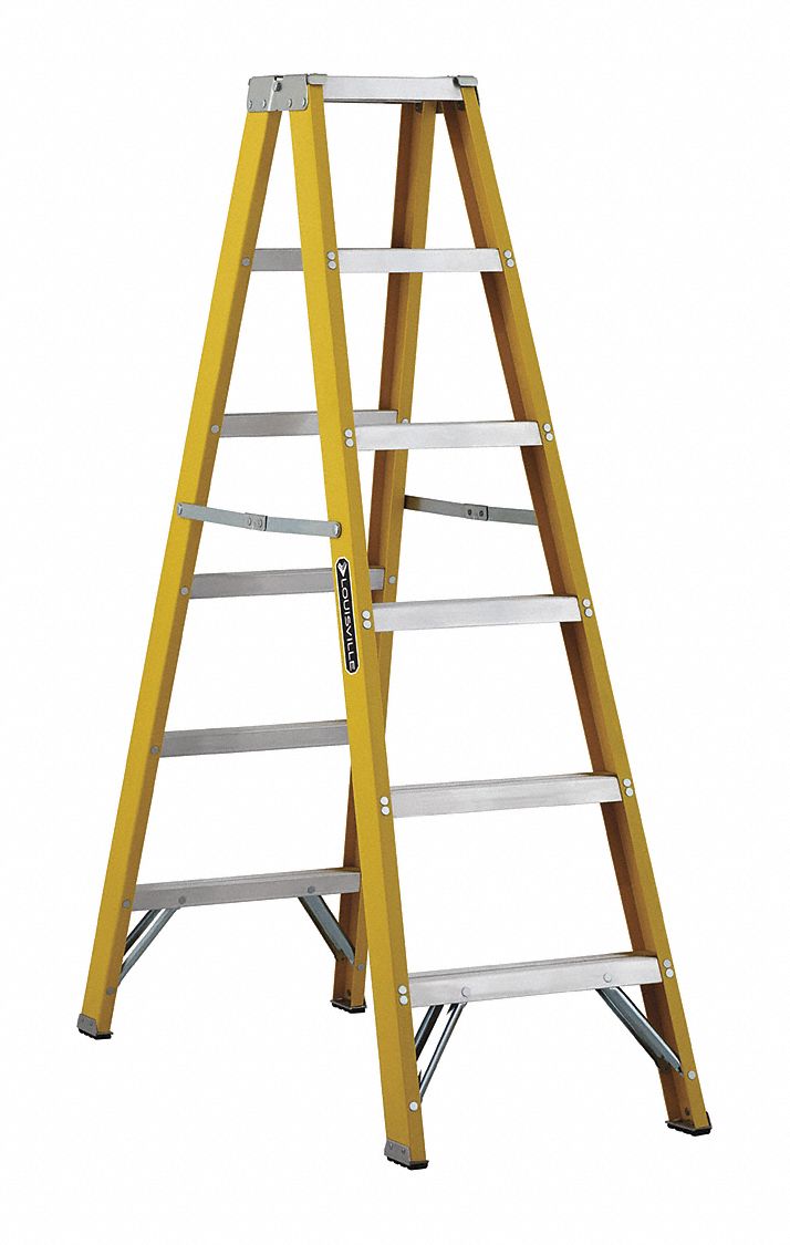 LOUISVILLE, 6 ft Ladder Ht, 5 Steps, Twin Stepladder - 33J669|FM2006 ...