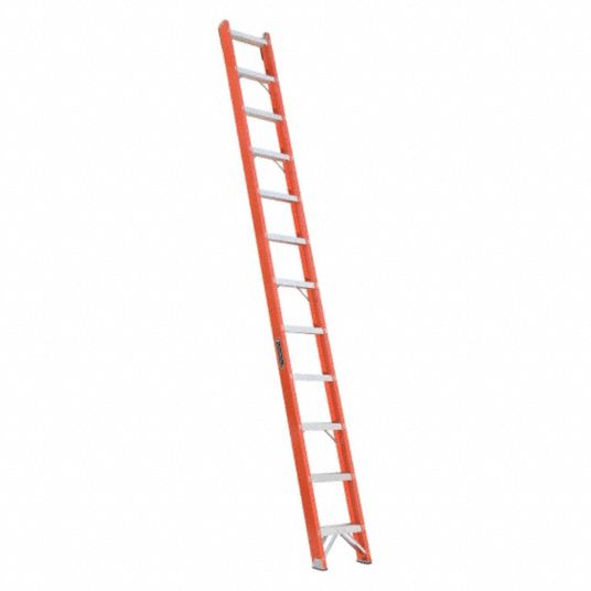 LOUISVILLE, 12 ft Ladder Ht, 15 3/16 in Overall Wd, Straight Ladder ...