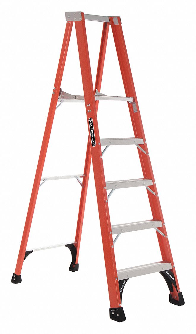 LOUISVILLE, Fiberglass, 375 lb Load Capacity, Platform Stepladder ...