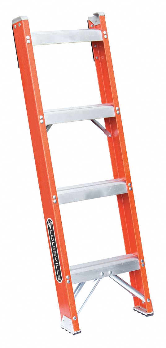 LOUISVILLE 4 ft Fiberglass Straight Ladder, 300 lb Load Capacity, 15 3/