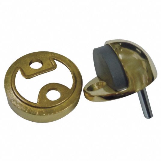 GRAINGER APPROVED Solid Brass, Dome Door Stop, Floor Mount, 13/4 in