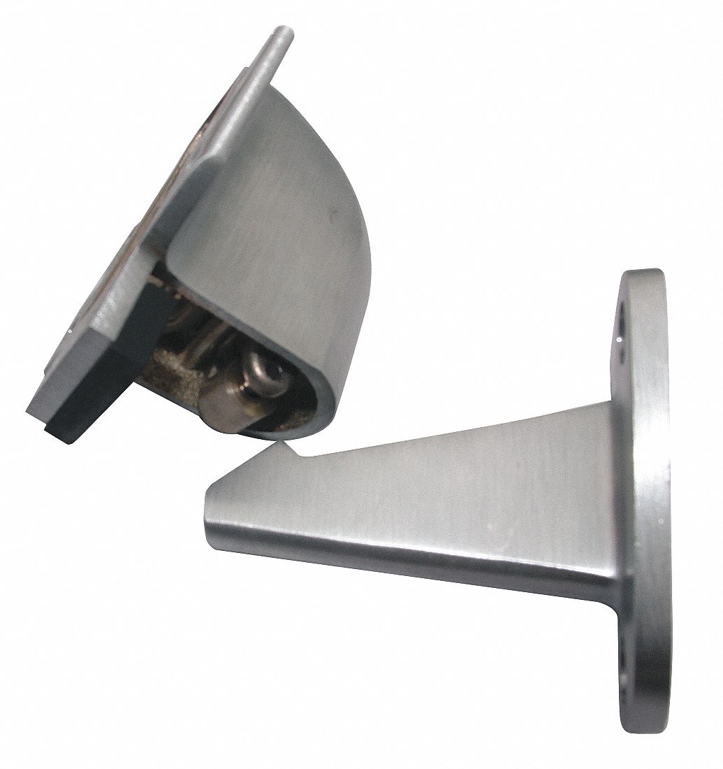 GRAINGER APPROVED Automatic Door Holder, Satin Chrome, Wall 33J788