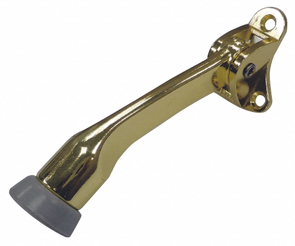 GRAINGER APPROVED Lever Door Holder, Pol Brass, Cast Zinc 33J799