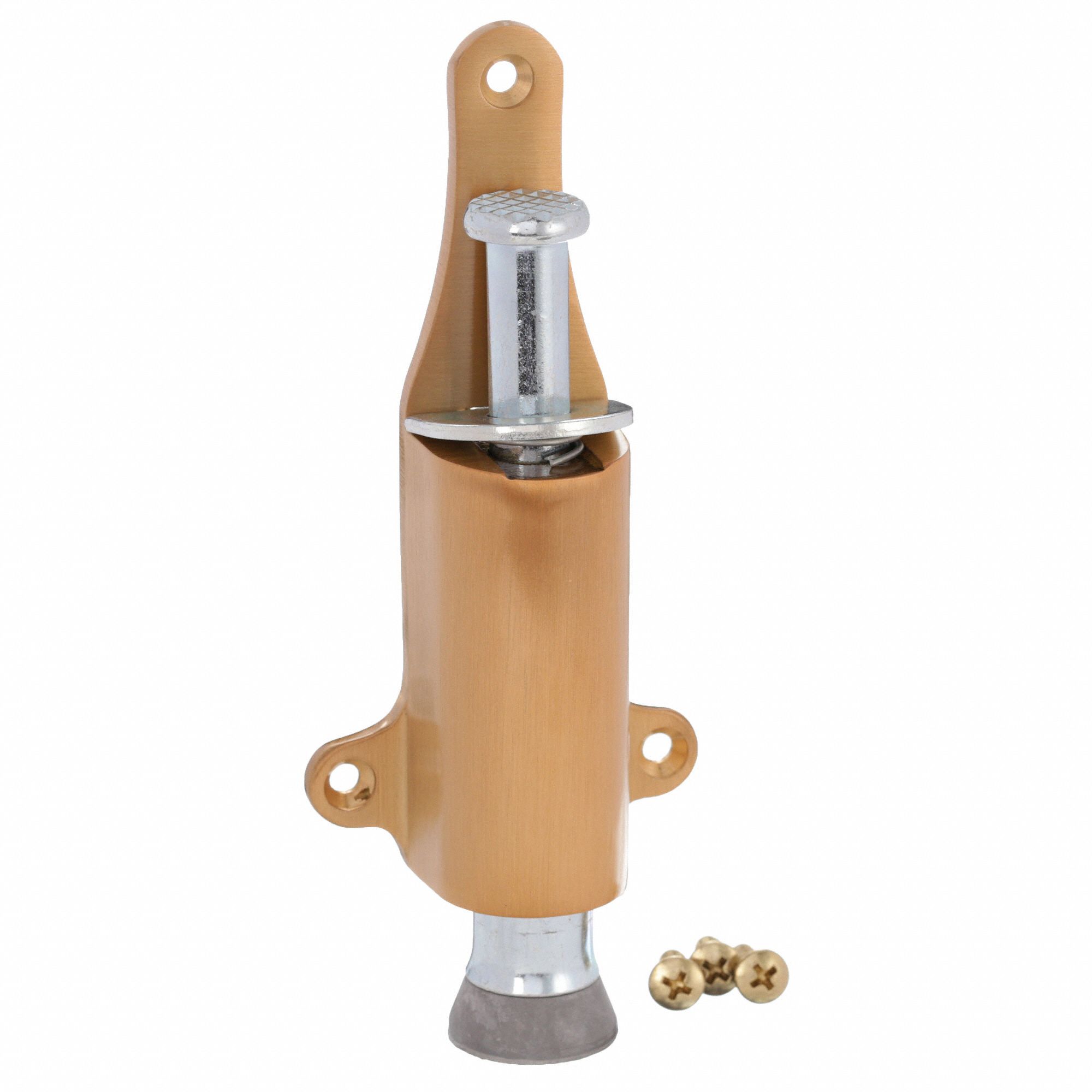 GRAINGER APPROVED Plunger Door Holder, Stn Brnz, Solid Brass 33J803
