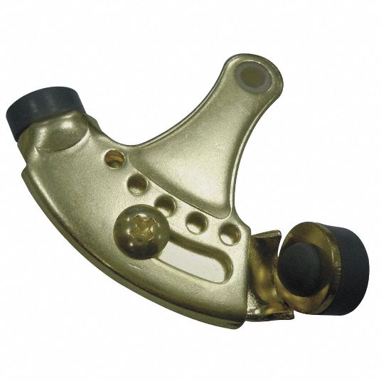GRAINGER APPROVED Steel, Hinge Pin Door Stop, Door Mount, Bright Brass