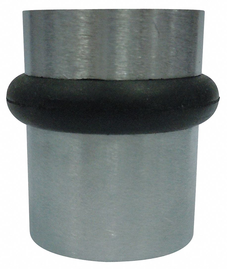 GRAINGER APPROVED Solid Brass, Rubber Bumper Door Stop, Floor Mount, 1