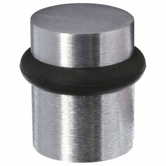 Floor Mounted, 1 1/2 in Overall Ht, Rubber Bumper Door Stop 33J809