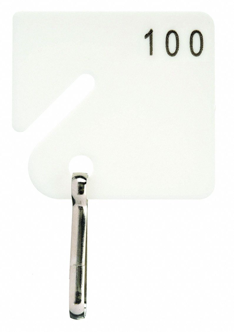 100 Key Tags, Square-Slotted, Key Tag - 33J887|33J887 - Grainger