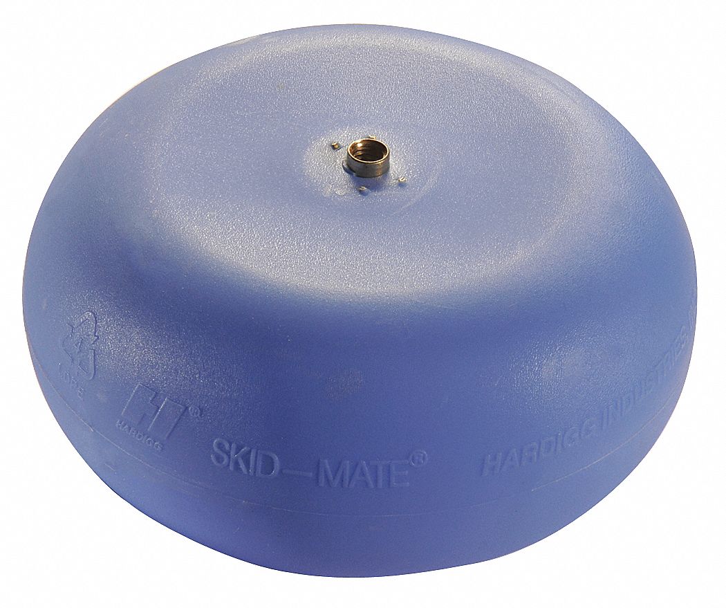 Pallet Cushion w/ T-Nut: 5/16"-18 Thread Size, 70 to 125 lb, 6 in Dia, 2 7/8 in Ht, Blue