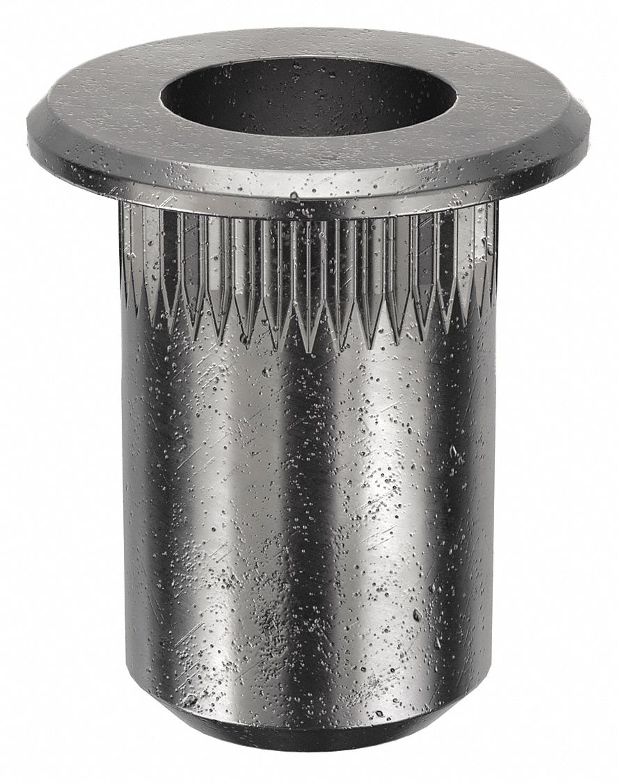 Rivet Nut: #8-32 Thread Size, 29/64 in Overall Lg, 17/64 in Insert Dia, Round, Steel, Steel, 25 PK