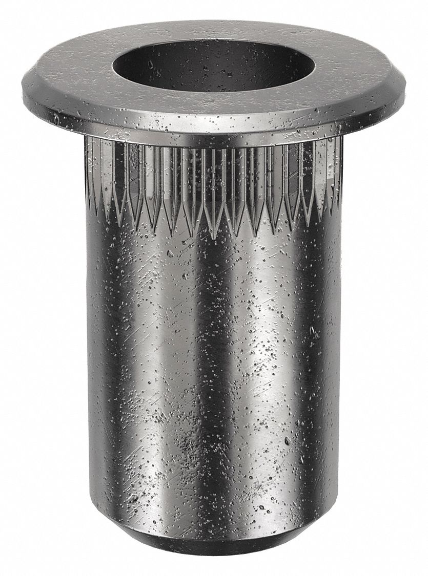 RIVET NUT, #8-32 THREAD SIZE, ½ IN OVERALL L, 17/64 IN INSERT DIA, ROUND, STEEL, 25 PK