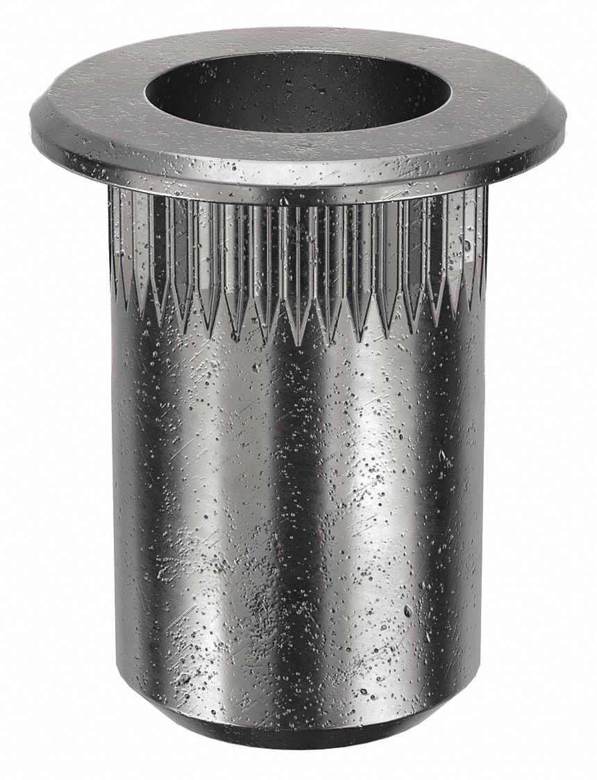 RIVET NUT, #10-32 THREAD SIZE, ½ IN OVERALL L, 19/64 IN INSERT DIA, ROUND, STEEL, 25 PK