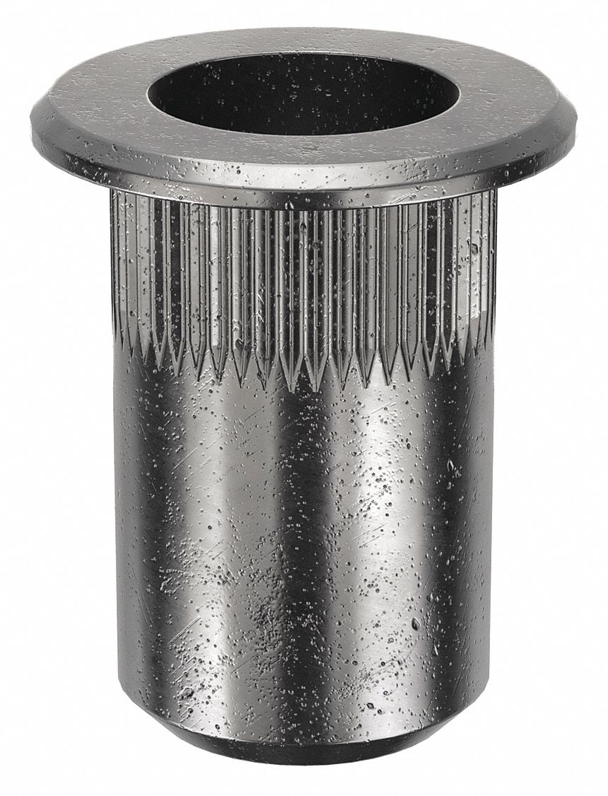 RIVET NUT, M5-0.80 THREAD SIZE, 12.8MM OVERALL L, 7.5MM INSERT DIA, ROUND, STEEL, 25 PK