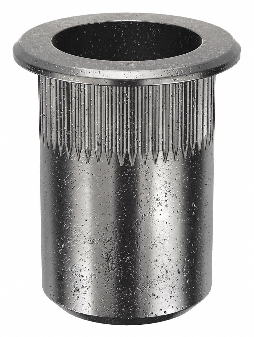 RIVET NUT, M6-1.00 THREAD SIZE, 15.5MM OVERALL L, 9.9MM INSERT DIA, ROUND, STEEL, 25 PK