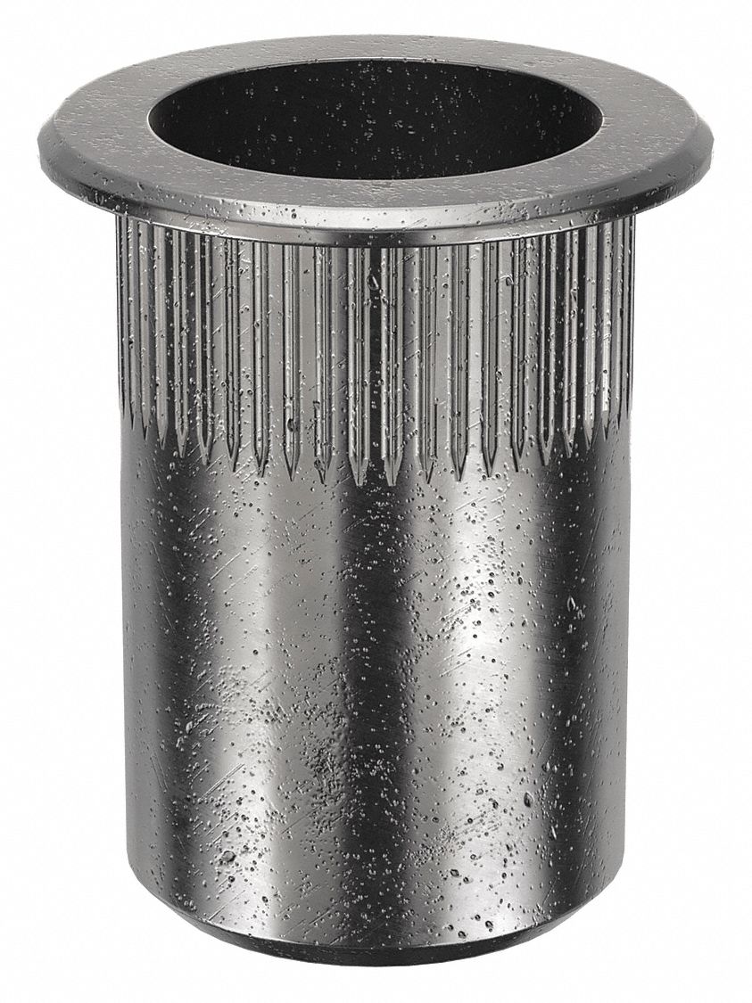 RIVET NUT, M8-1.25 THREAD SIZE, 21.3MM OVERALL L, 13.5MM INSERT DIA, ROUND, STEEL, 10 PK