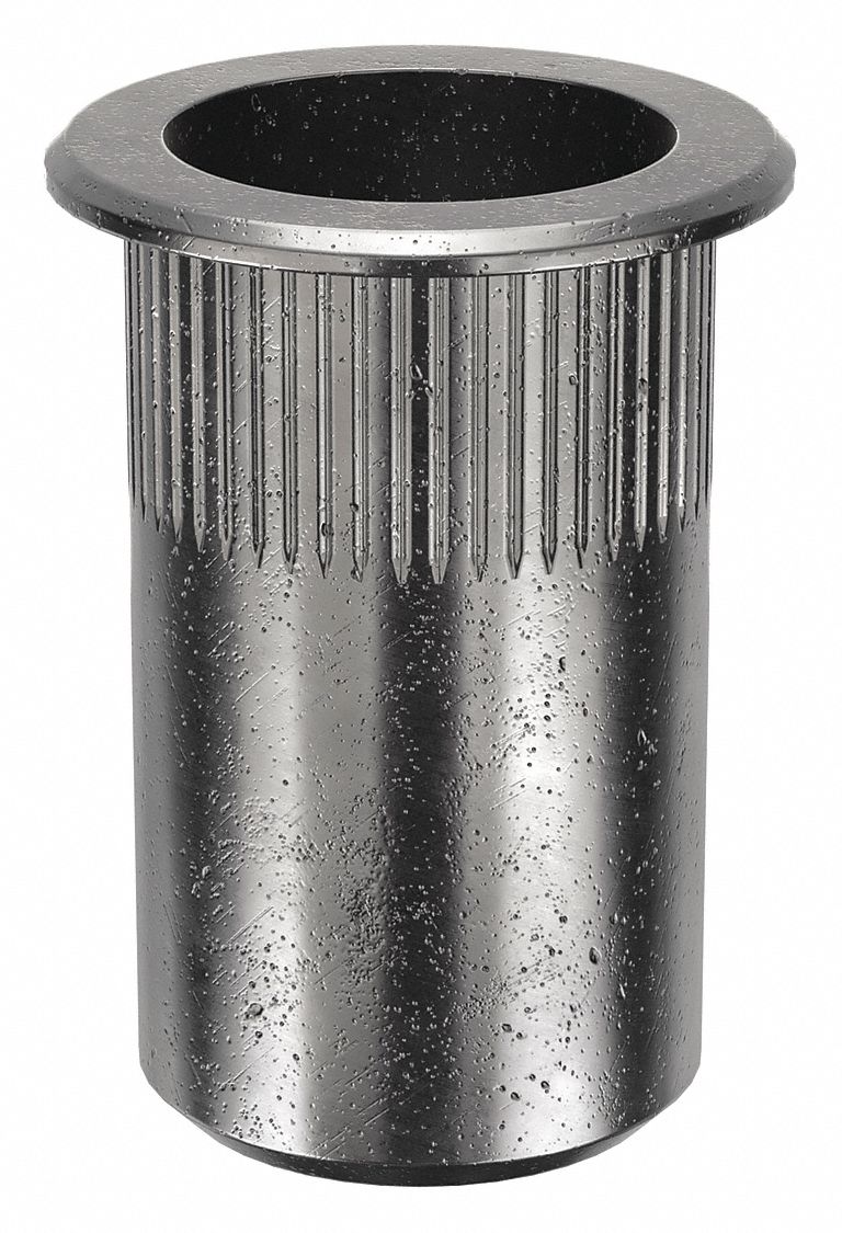 Rivet Nut: M12-1.75 Thread Size, 30.4 mm Overall Lg, 17.4 mm Insert Dia, Round, Steel, Steel, 10 PK